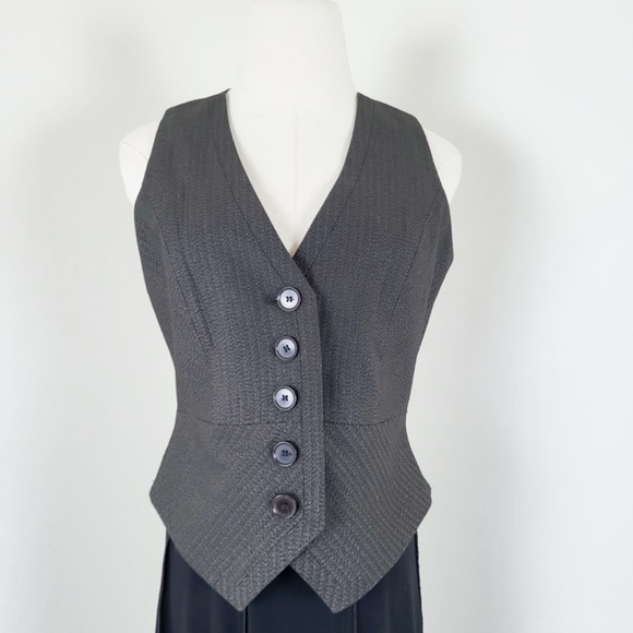 Y2K Fitted Waistcoat Button Down Sleeveless V-neck Tight - Picture 3 of 15